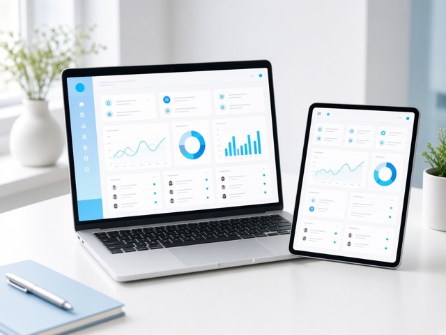 Responsive web dashboard on a laptop and tablet